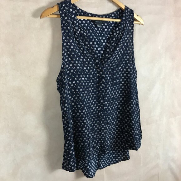 SANCTUARY Navy Daisy Dot Sleeveless Top MEDIUM - Picture 2 of 7